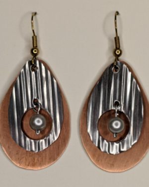 Copper and Silver Teardrop Earrings