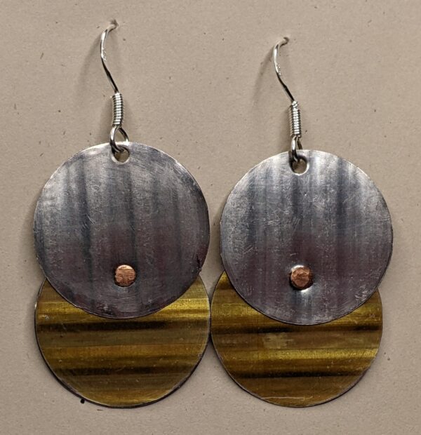 Gold and Silver Disc Earrings
