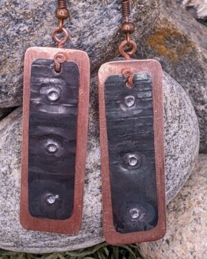 Copper and Torched Tin Earrings