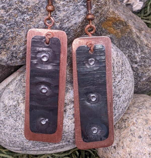 Copper and Torched Tin Earrings