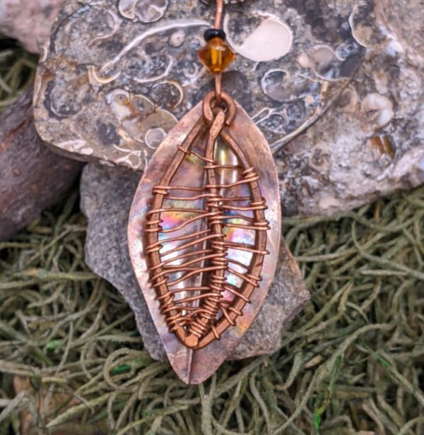 Flamed Wrapped Leaf Necklace